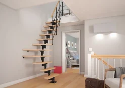 Escalier quart tournant modulaire Bogota hêtre 11 marches- Sale