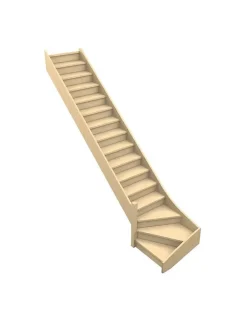 Woodup Escalier Quart Tournant Sela 288 Cm Kit Recoupable Bas à Gauche Sapin Avec Contremarches H Sol Sol 288 Cm