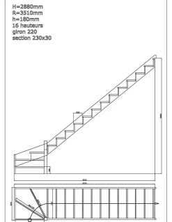 Woodup Escalier Quart Tournant Sela 288 Cm Kit Recoupable Bas à Gauche Sapin Avec Contremarches H Sol Sol 288 Cm