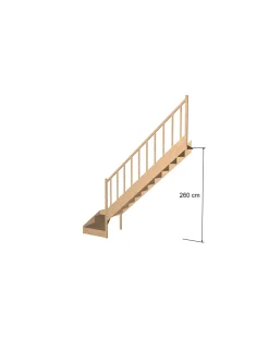 Escalier Quart Tournant Sapin Massif Brosses 280 Cm Bas à Droite Sans Contremarche H Sol Sol 280 Cm-Woodup Sale