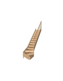 Woodup Escalier Quart Tournant Sapin Massif Malval 280 Cm H Sol Sol 280 Cm