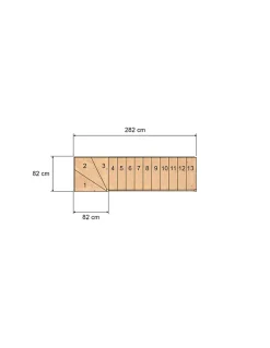 Escalier Quart Tournant Sapin Massif Brosses 280 Cm Bas à Droite Avec Contremarches H Sol Sol 280 Cm-Woodup Discount