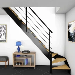 Kordo Escalier quart-tournant gauche noir à LED intégrées, Spectra