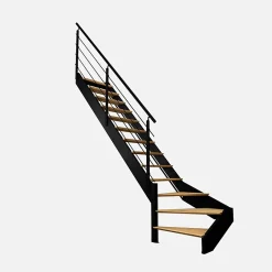 Kordo Escalier quart-tournant gauche noir avec garde-corps à LED intégrées, Spectra