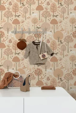 papier peint chiens beige et rose terracotta - 53 cm x 10.05 m - 139711-Estahome Sale