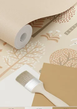 papier peint chiens beige et rose terracotta - 53 cm x 10.05 m - 139711-Estahome Sale