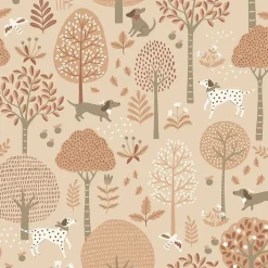 papier peint chiens beige et rose terracotta - 53 cm x 10.05 m - 139711-Estahome Sale