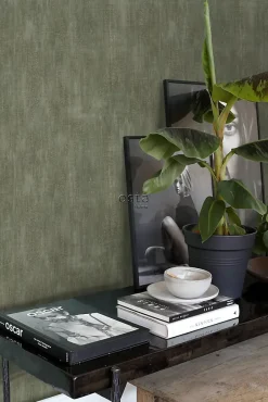 Estahome papier peint effet béton vert olive grisé - 53 cm x 10.05 m - 148754