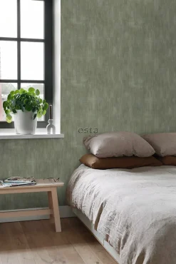 Estahome papier peint effet béton vert olive grisé - 53 cm x 10.05 m - 148754