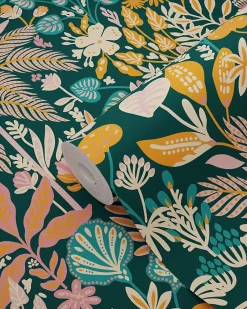 Estahome papier peint feuilles et fleurs tropicales multicolore - 0.53 x 10.05 m - 130946