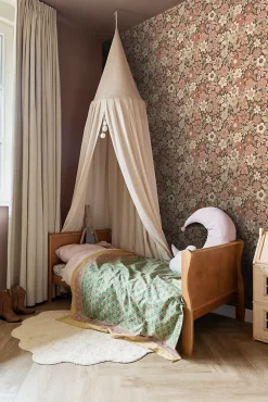 papier peint fleurs rétro vieux rose et beige - 53 cm x 10.05 m - 130966-Estahome