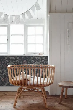 Estahome papier peint fleurs et oiseaux bleu foncé et vieux rose - 53 cm x 10.05 m - 139832