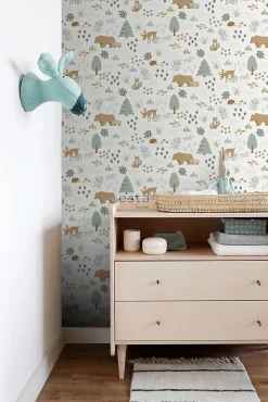 Estahome papier peint forêt avec des animaux de la forêt blanc - 53 cm x 10.05 m - 139247