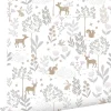 Estahome papier peint forêt avec des animaux de la forêt lilas violet et beige - 53 cm x 10.05 m - 139520