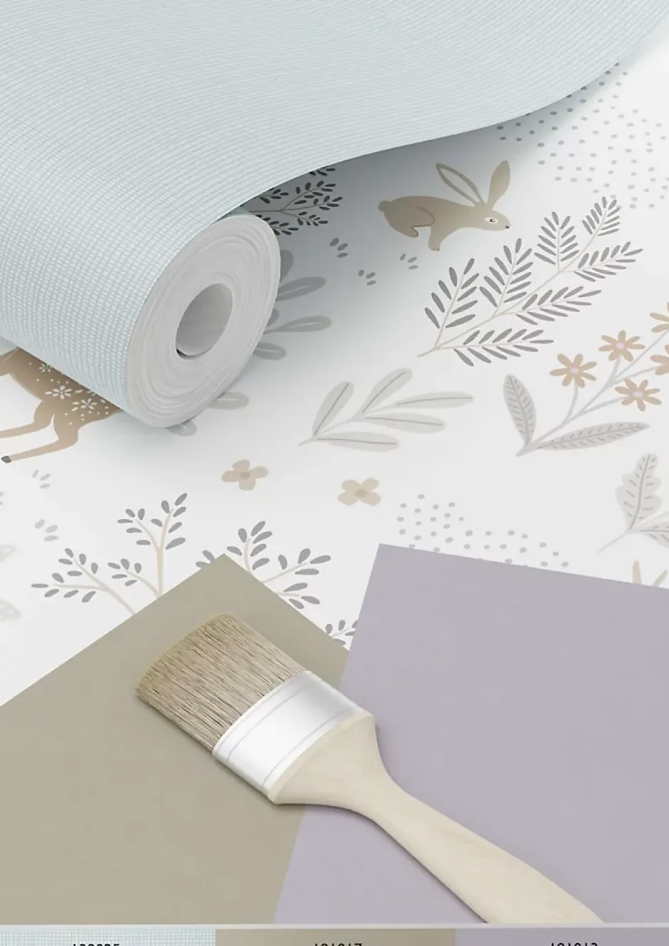 Estahome papier peint forêt avec des animaux de la forêt lilas violet et beige - 53 cm x 10.05 m - 139520
