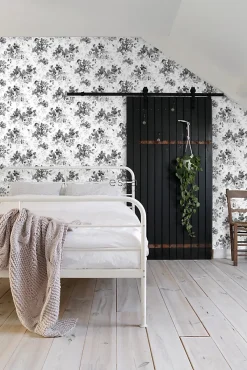 papier peint roses noir et blanc - 53 cm x 10.05 m - 138112-Estahome Hot