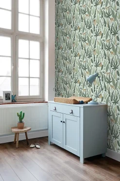 Estahome papier peint singes de la jungle vert menthe et vert foncé - 53 cm x 10.05 m - 139073