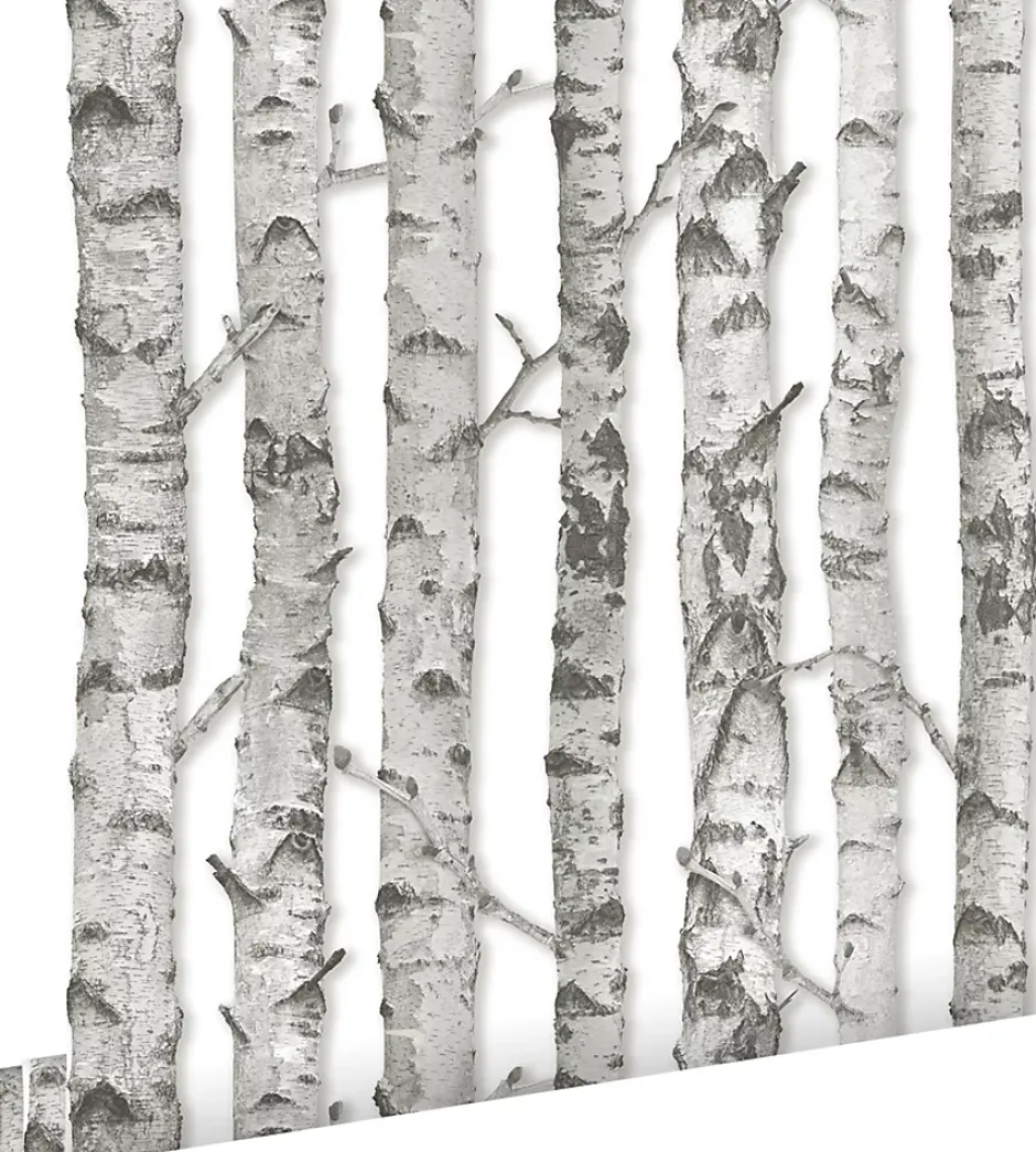 Estahome papier peint troncs de bouleau gris chaud clair - 53 cm x 10.05 m - 138889