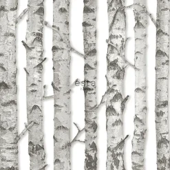Estahome papier peint troncs de bouleau gris chaud clair - 53 cm x 10.05 m - 138889