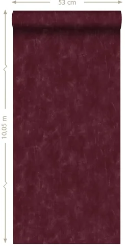 papier peint uni à effet pictural rouge bordeaux - 53 cm x 10.05 m - 148724-Estahome Hot