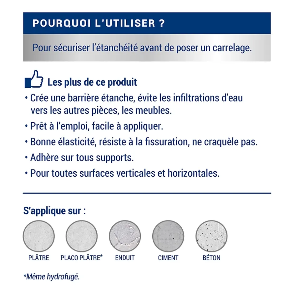 Etanchéité avant carrelage intérieur mat 0,75L-Ripolin