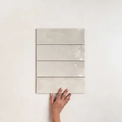 Les Carreaux De Jean  Faïence Effet Zellige Blanc CINQUE TERRE Blanco 10x30cm - Les Carreaux de Jean