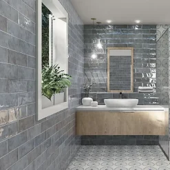 Les Carreaux De Jean Faïence Effet Zellige Bleu CINQUE TERRE Blue 10x30cm - Les Carreaux de Jean