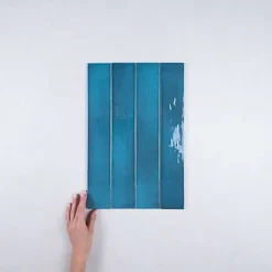 Faïence Effet Zellige Bleu Canard MANACOR 6,5x40 glacier - Les Carreaux de Jean-Gioia Materia New