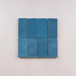 Les Carreaux De Jean  Faïence Effet Zellige Bleu Canard FEZ Mat 6,2x12,5 Ocean - Les Carreaux de Jean