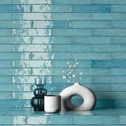 Les Carreaux De Jean Faïence Effet Zellige Bleu SAONA 5x25 Sky - Les Carreaux de Jean