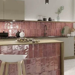 Les Carreaux De Jean Faïence Effet Zellige Bordeaux CINQUE TERRE Carmine 10x30cm - Les Carreaux de Jean