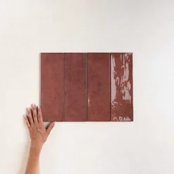 Les Carreaux De Jean  Faïence Effet Zellige Bordeaux CINQUE TERRE Carmine 10x30cm - Les Carreaux de Jean