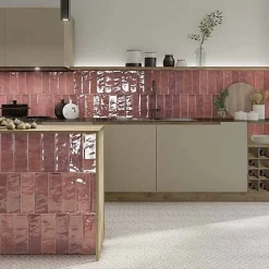 Les Carreaux De Jean  Faïence Effet Zellige Bordeaux CINQUE TERRE Carmine 10x30cm - Les Carreaux de Jean