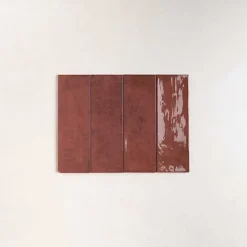 Les Carreaux De Jean  Faïence Effet Zellige Bordeaux CINQUE TERRE Carmine 10x30cm - Les Carreaux de Jean