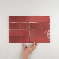 Faïence Effet Zellige Bordeaux ARTISAN 6.5x20 Burgundy - Les Carreaux de Jean-Gioia Materia Clearance