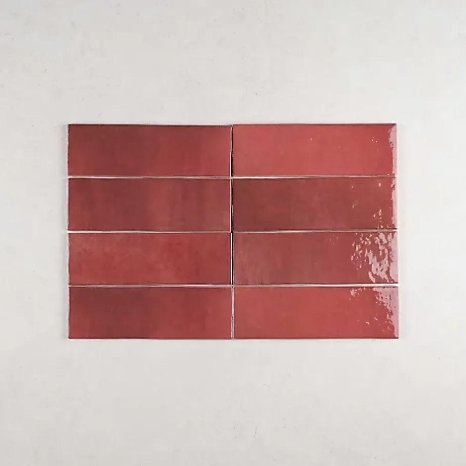 Faïence Effet Zellige Bordeaux ARTISAN 6.5x20 Burgundy - Les Carreaux de Jean-Gioia Materia Clearance