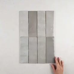 Faïence Effet Zellige Gris ARTISAN 6.5x20 Alabaster - Les Carreaux de Jean-Gioia Materia Clearance