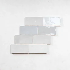 Les Carreaux De Jean  Faïence Effet Zellige Gris FEZ Brillant 6,2x12,5 Grey - Les Carreaux de Jean