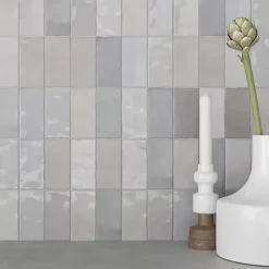 Les Carreaux De Jean  Faïence Effet Zellige Gris FEZ Brillant 6,2x12,5 Grey - Les Carreaux de Jean