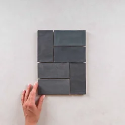 Les Carreaux De Jean  Faïence Effet Zellige Gris Foncé FEZ Mat 6,2x12,5 Graphite - Les Carreaux de Jean