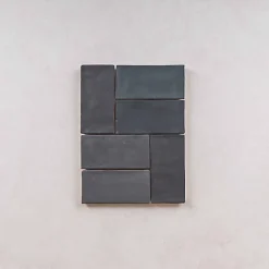 Les Carreaux De Jean  Faïence Effet Zellige Gris Foncé FEZ Mat 6,2x12,5 Graphite - Les Carreaux de Jean