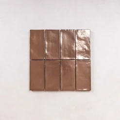 Faïence Effet Zellige Marron FEZ Brillant 6,2x12,5 Copper - Les Carreaux de Jean-Les Carreaux De Jean  Outlet