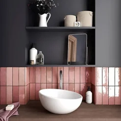 Gioia Materia Faïence Effet Zellige Rose ARTISAN 6.5x20 Rose - Les Carreaux de Jean