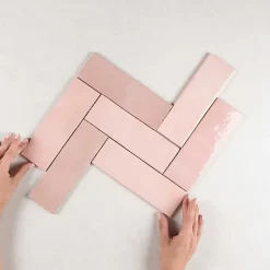 Gioia Materia Faïence Effet Zellige Rose ARTISAN 6.5x20 Rose - Les Carreaux de Jean