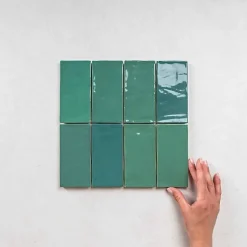 Faïence Effet Zellige Vert FEZ Brillant 6,2x12,5 Emerald - Les Carreaux de Jean-Les Carreaux De Jean  Hot