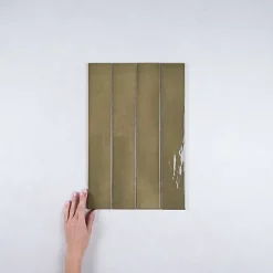 Gioia Materia Faïence Effet Zellige Vert Olive MANACOR 6,5x40 basil green - Les Carreaux de Jean