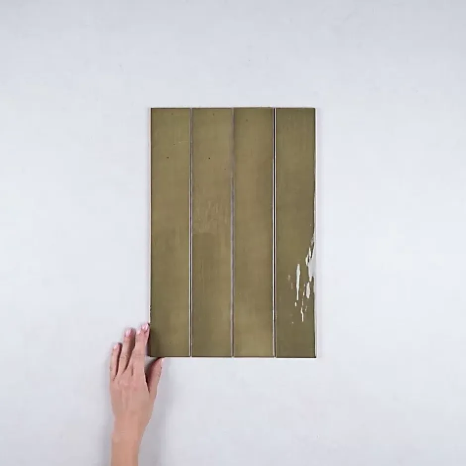 Gioia Materia Faïence Effet Zellige Vert Olive MANACOR 6,5x40 basil green - Les Carreaux de Jean