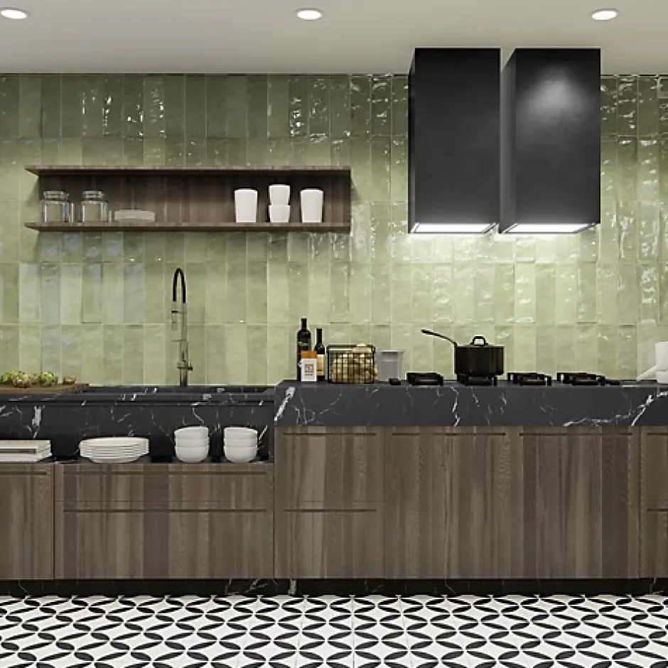 Faïence Effet Zellige Vert CINQUE TERRE Emerald 10x30cm - Les Carreaux de Jean-Reflex Boutique