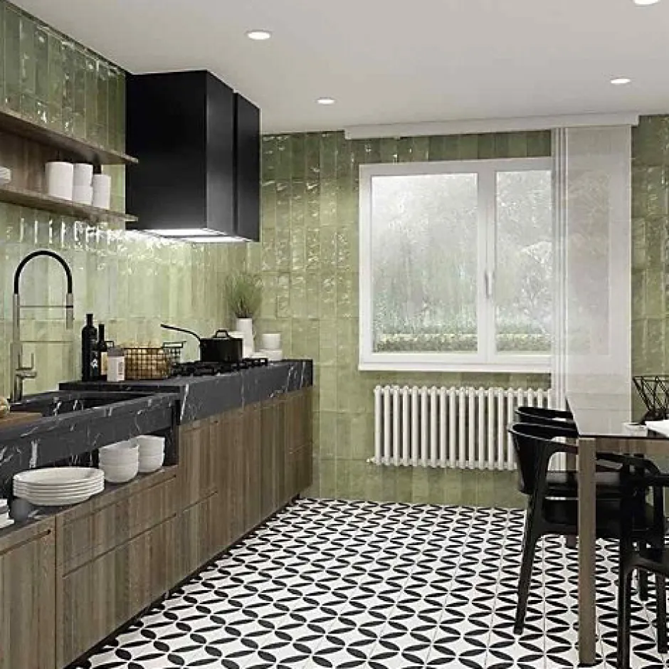 Faïence Effet Zellige Vert CINQUE TERRE Emerald 10x30cm - Les Carreaux de Jean-Reflex Boutique