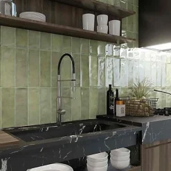 Faïence Effet Zellige Vert CINQUE TERRE Emerald 10x30cm - Les Carreaux de Jean-Reflex Boutique